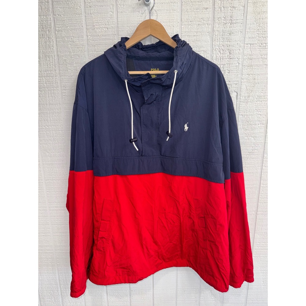 Polo Ralph Lauren Windbreaker Mens Navy Red Colorblock Performance XXL